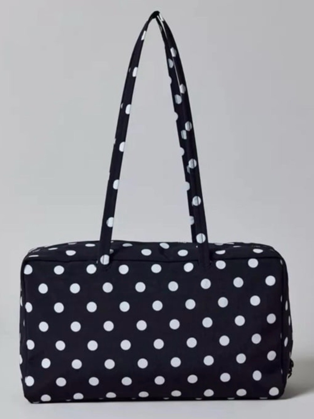 BAGGU Black with White Polka Dot Medium Bowler Bag NEW NWT